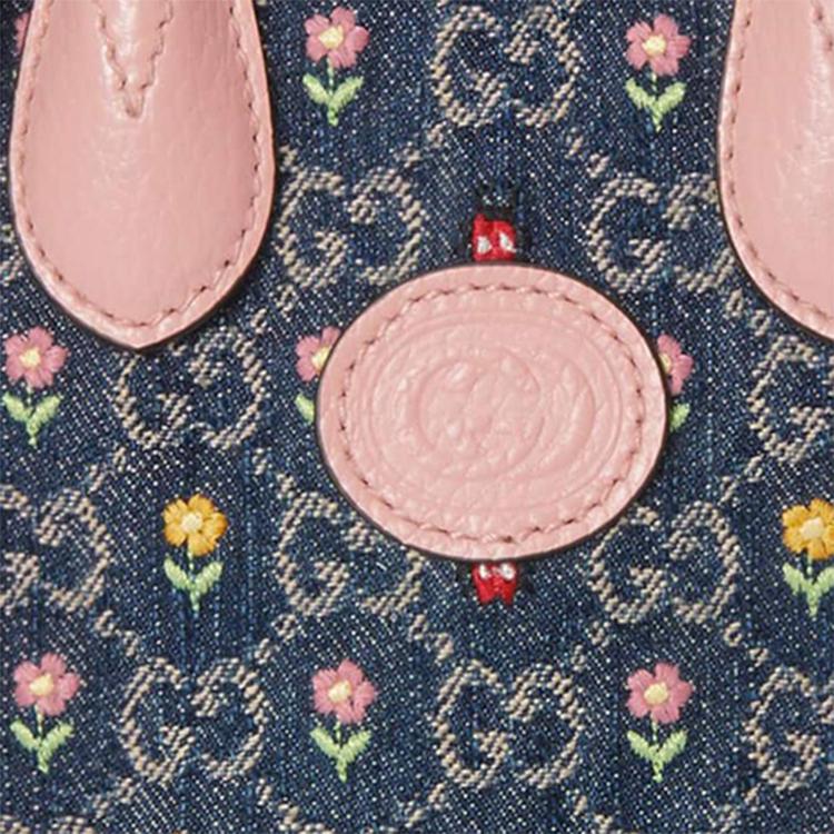 Gucci Floral Embroidered Logo Leather Tote Bag Women Tote 671623-2KQRC-4498