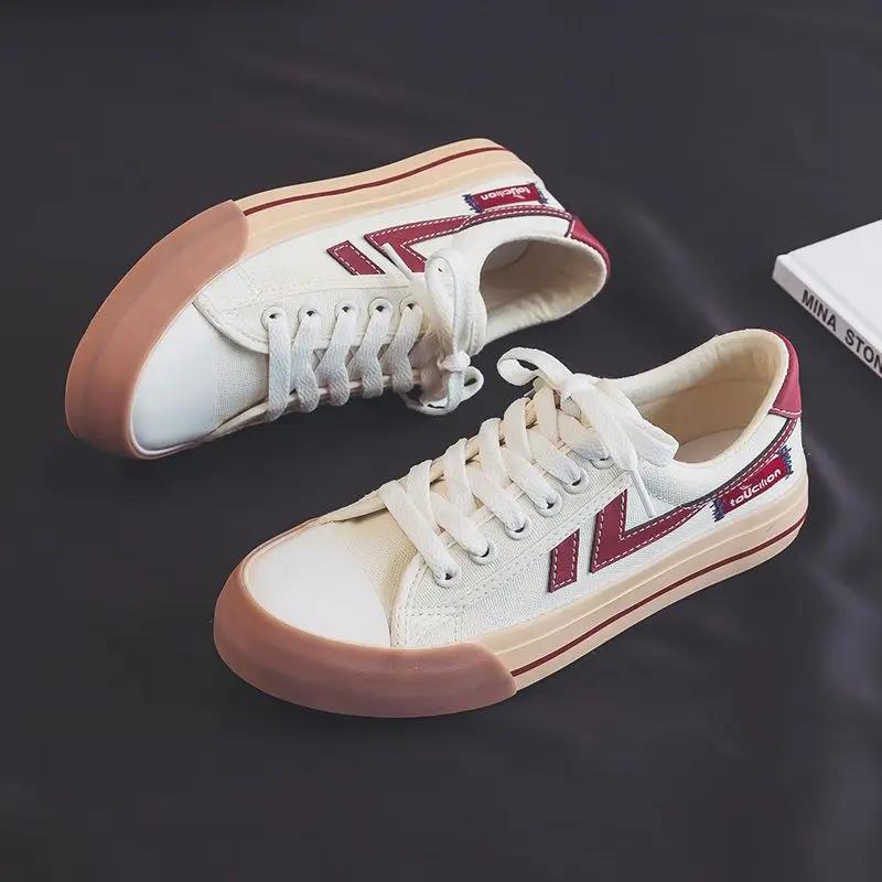 Fashion Ladies Shoes Canvas Flat Lace Up Whit Women Footwear 2024 New Cotton Arrival Trends Sale Daily Routine Shoe A Korean Summer 39 H