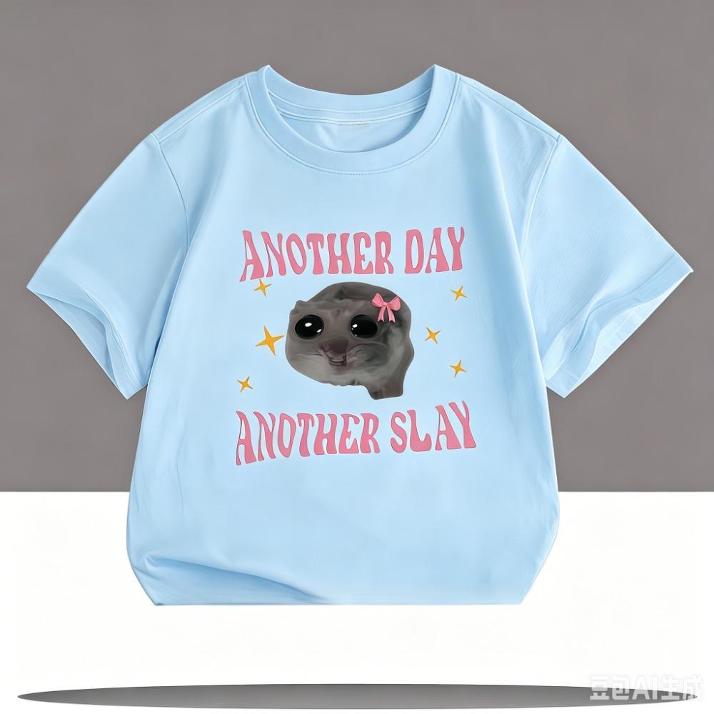 Another Oay Children Cartoon Print T-shirts Summer Girls Casual Fashion Kawaii Colorful Short Sleeve Tops Kids