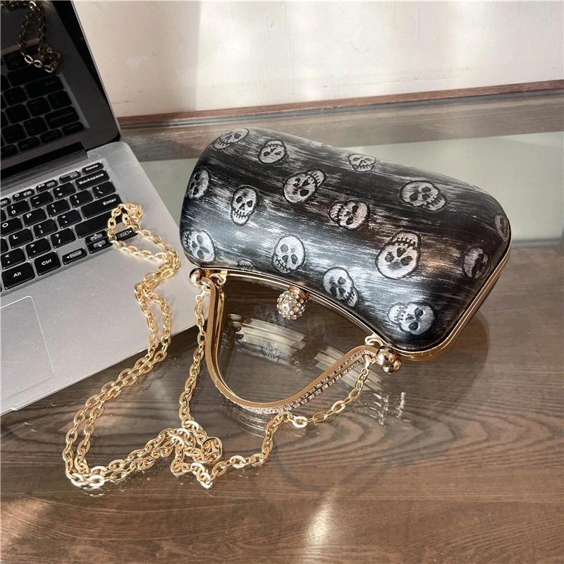 Luxuriöse Leder-Clutch für Damen Diamant feminine Tasche mehrlagig Schulter Crossbody modisch bedruckt