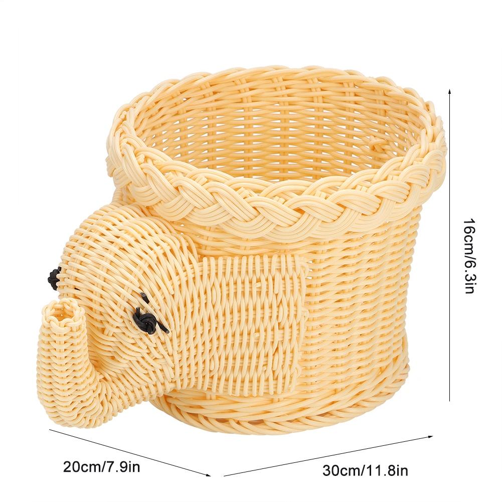 Cartoon Elefantenform Rattan Brot Obst Snacks Aufbewahrungskörbe Lebensmittel Servierkörbe(Braun)