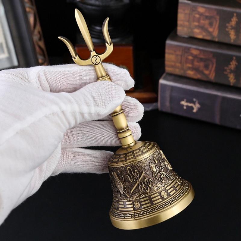Bronze Hand Bell Tibetan Style Diamond Pestle Method Copper Bell Engraved Sanskrit Ornaments Nepalese Crafted Handbell