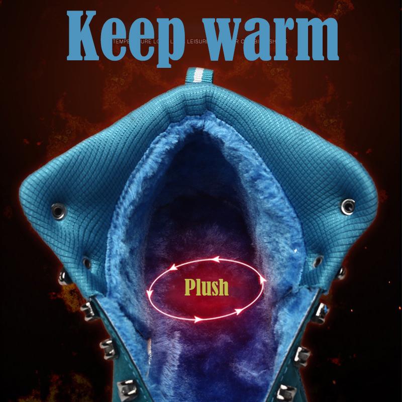 Men Winter Plush Ankle Boots Women Waterproof Plush Snow Boot Men Hiking Shoes Outdoor Sneakers Couple Climbing Trekking Boots