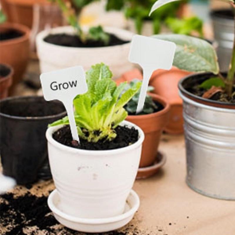 35pcs White T-Shaped Plastic Plant Tags For Outdoor Flower Beds Potted Plants Thickened Extra Large Long Handle Labels