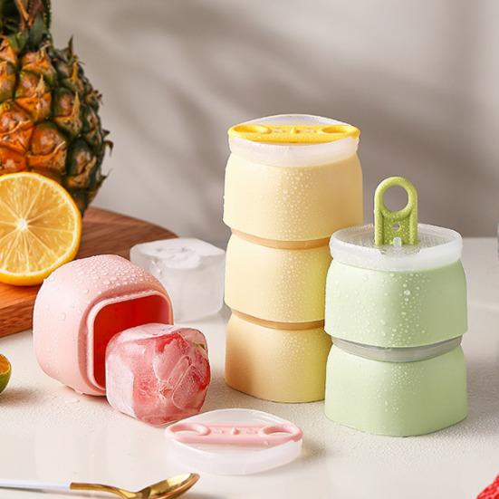 3Pcs Ice Cube Mold Multi-Compartment Silicone Tray with Lid for Juice Coffee Water Ice Cubes And Popsicles BPA-Free Food Grade Odorless Ice Popsicle