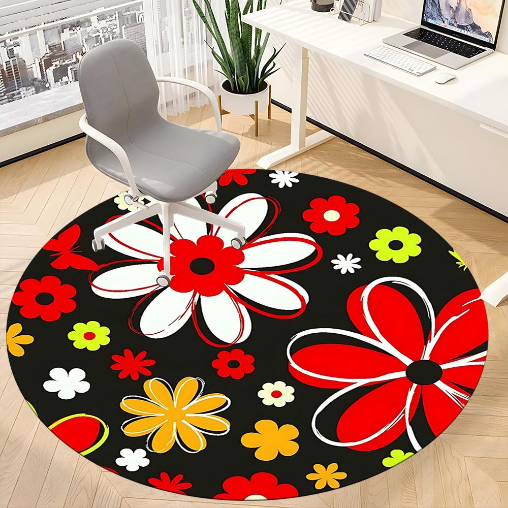 1pc Floral Pattern Chair Carpet for Office - Durable, Ideal for Chair Mats, Stylish & Functional Decorative Rug Yy260130037