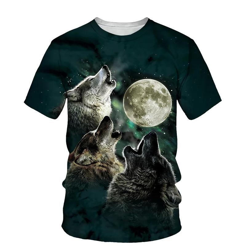 Animal Wolf Pattern 3D Print Men O-Neck Tshirt Fashion Tees Casual Short Sleeve Oversized Y2K Harajuku Unisex Clothing