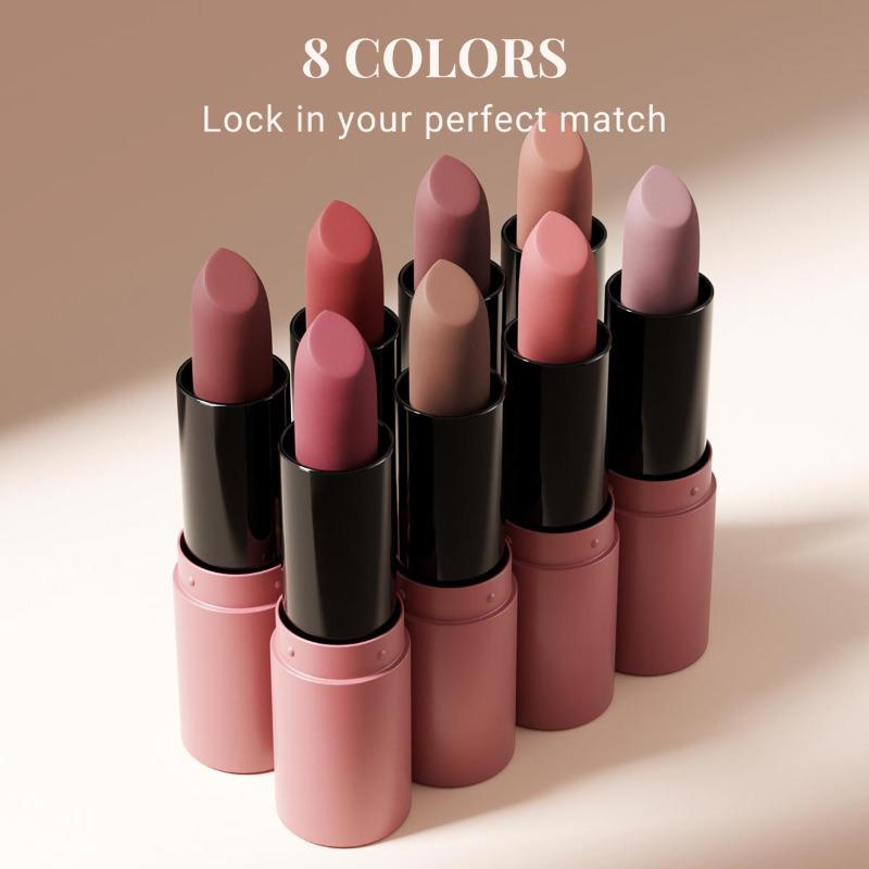 Sexy Nude Matt Lippenstift Multifunktional für Lippen und Wangen Langanhaltend Wasserfest Wischfest Doppelt verwendbares Make-up für Frauen