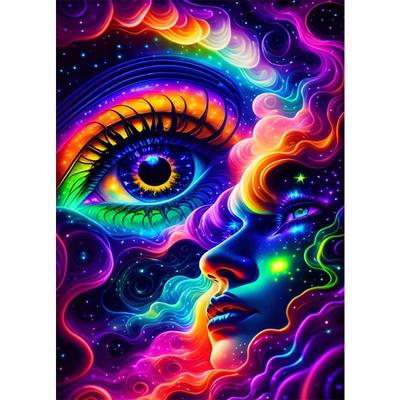 Pintura de Diamante 5D DIY Círculo Completo "Olhos Coloridos de Mulher" Bordado Ponto Cruz Decoração de Casa Presente