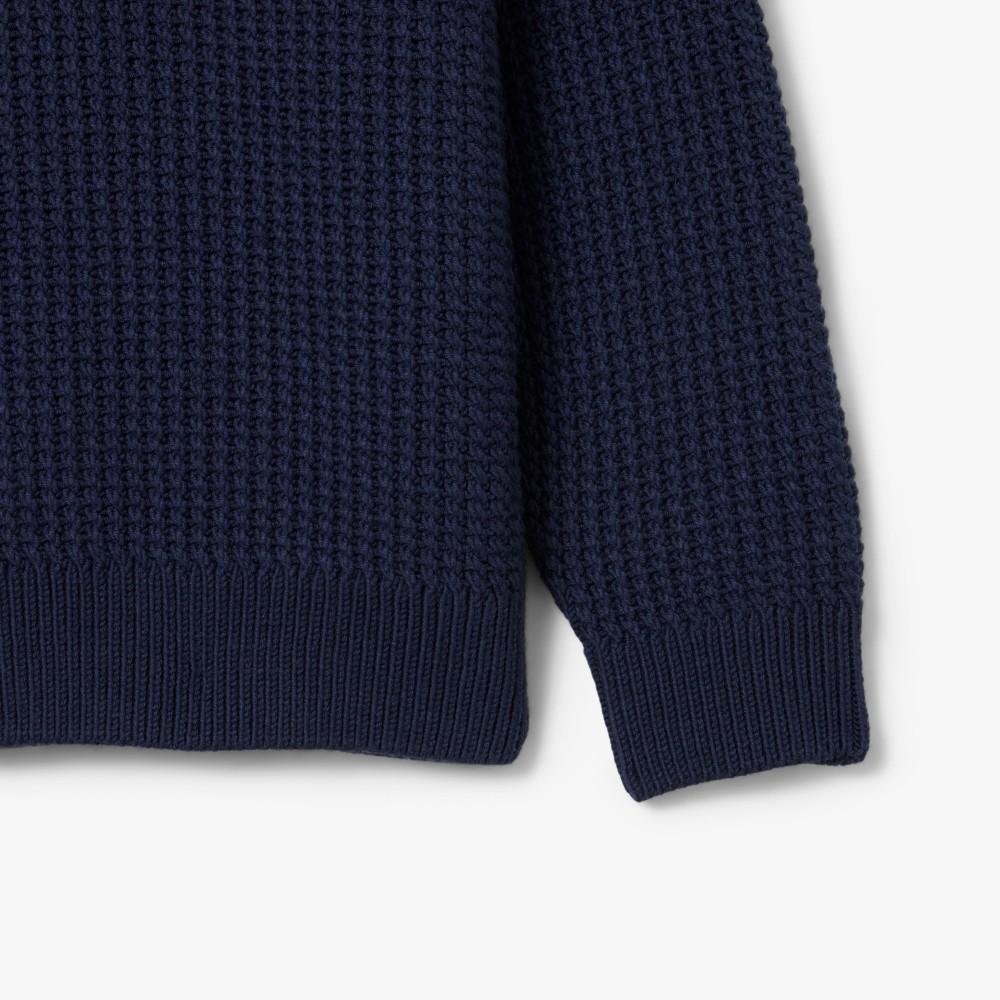 [Lacoste] Men's Openwork Knit Collar Sweater AH5205-55N166