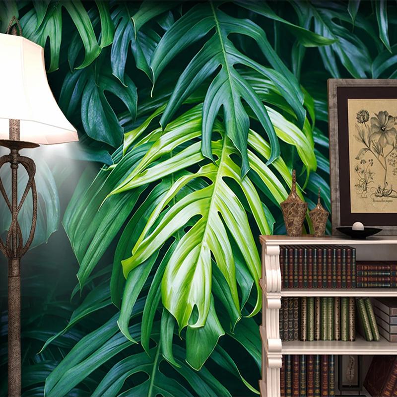 Green Leaves 3D Wallpaper For Kitchen Living Room Restaurant Background Decoration Mural