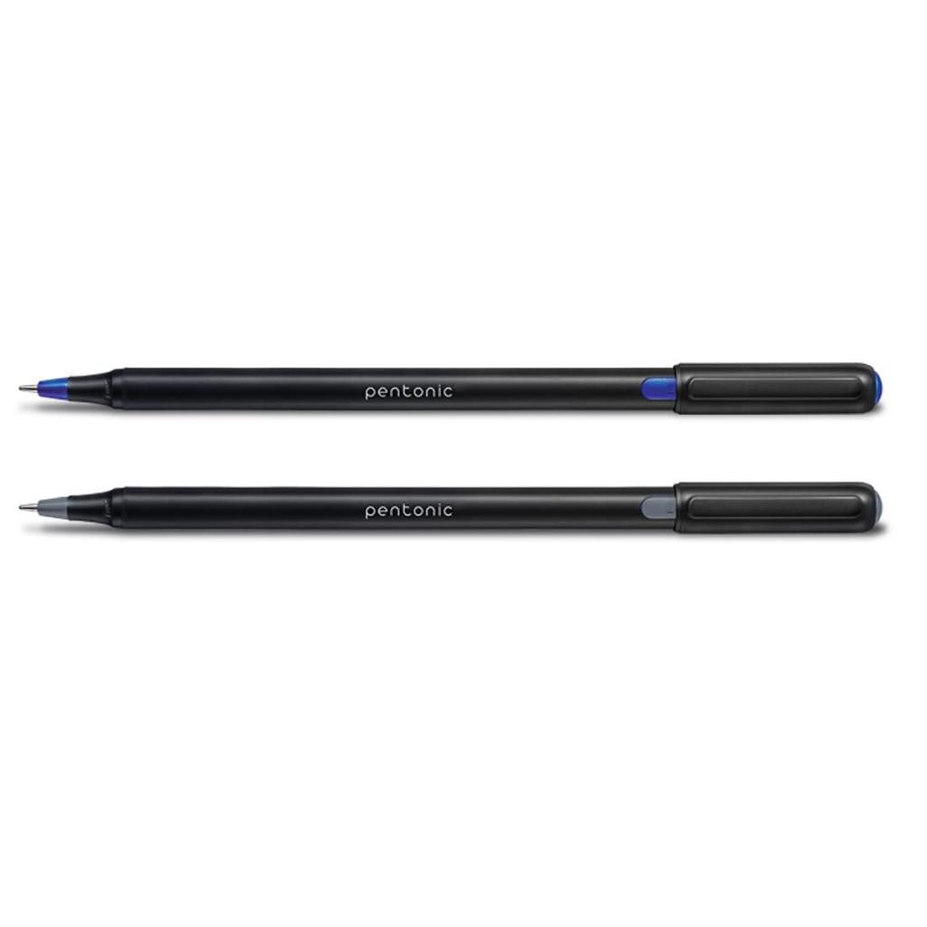 Pentonic 0.7mm Ball Point Pen Pack of 1 X 10pcs | Black Body with Blue & Black Ink | Smooth Writing for Office, School & Home