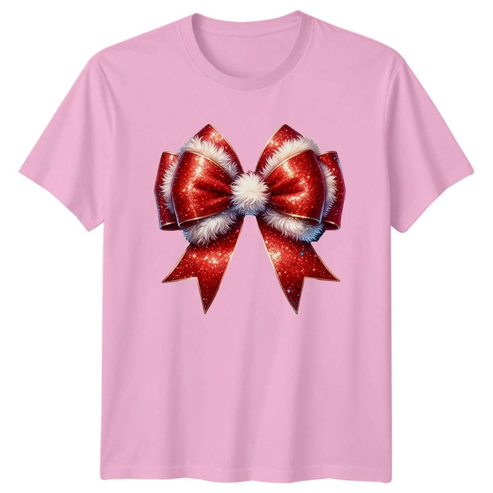 Christmas Bow Red Holidays Graphic Unisex Tee Unisexs Unisexs TShirt