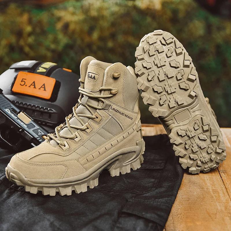 Men's Non-slip Tactical Boots Hiking Desert Ankle Hunting Shoes Desert Combat Boots Outdoor Work Safty Men Boots Botines