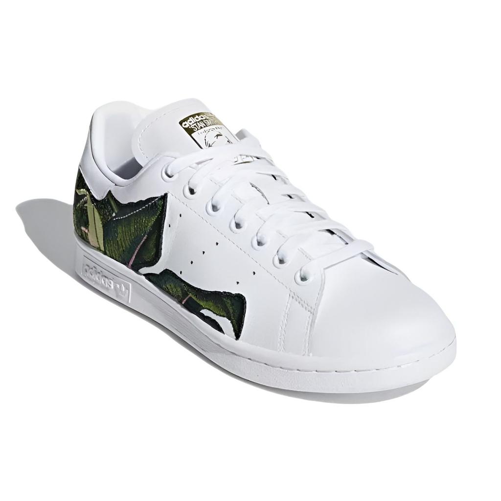 Adidas Originals Stan Smith Leather Casual Comfortable Slip Resistant Durable Low Top Sneakers Women Sneakers White Green B28012