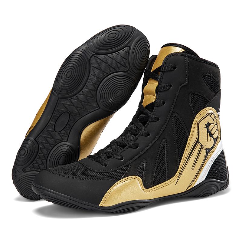 

Sporty Men s Wrestling Shoes Lightweight Outdoor Gym Training Boxing Sneakers Black White Large Size 46