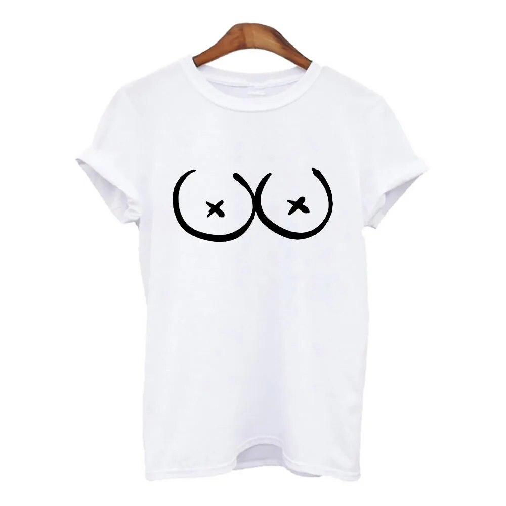 Летние футболки для женщин harajuku с принтом «сиськи и грудь» — фото 18