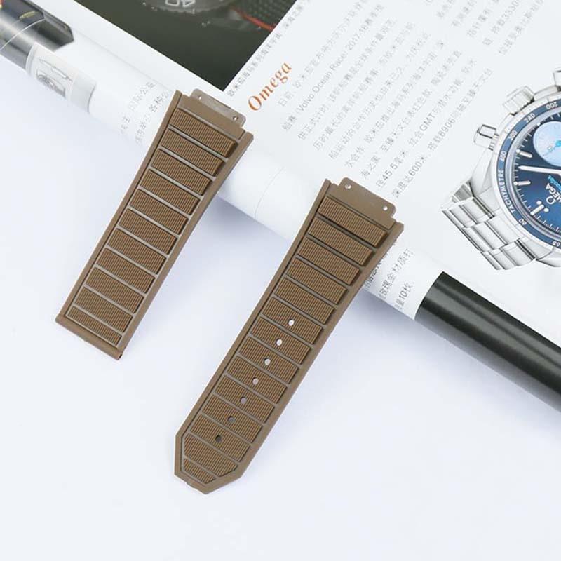 

Аксессуары для часов Мужской резиновый ремешок для серии HUBLOT Спортивный ремешок 19 мм*29 мм Женский силиконовый резиновый ремешок Складная застежка 24 мм No buckle&29-19mm кофейный
