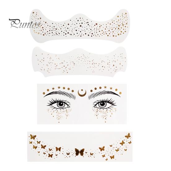 

4 шт. металлические наклейки для татуировок на лице с веснушками, временные наклейки с золотым блеском для макияжа для женщин и девочек, водонепроницаемые долговечные татуировки на лице 1 Set