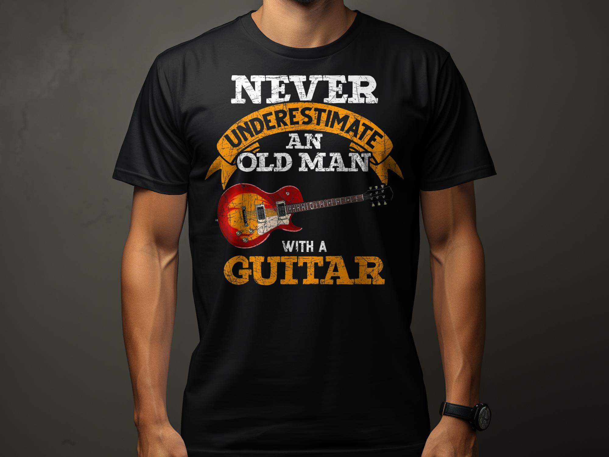 Funny Guitar TShirt Old Man Guitarist Gift Summer Mens and Womens Loose and Breathable Tshirt Top S