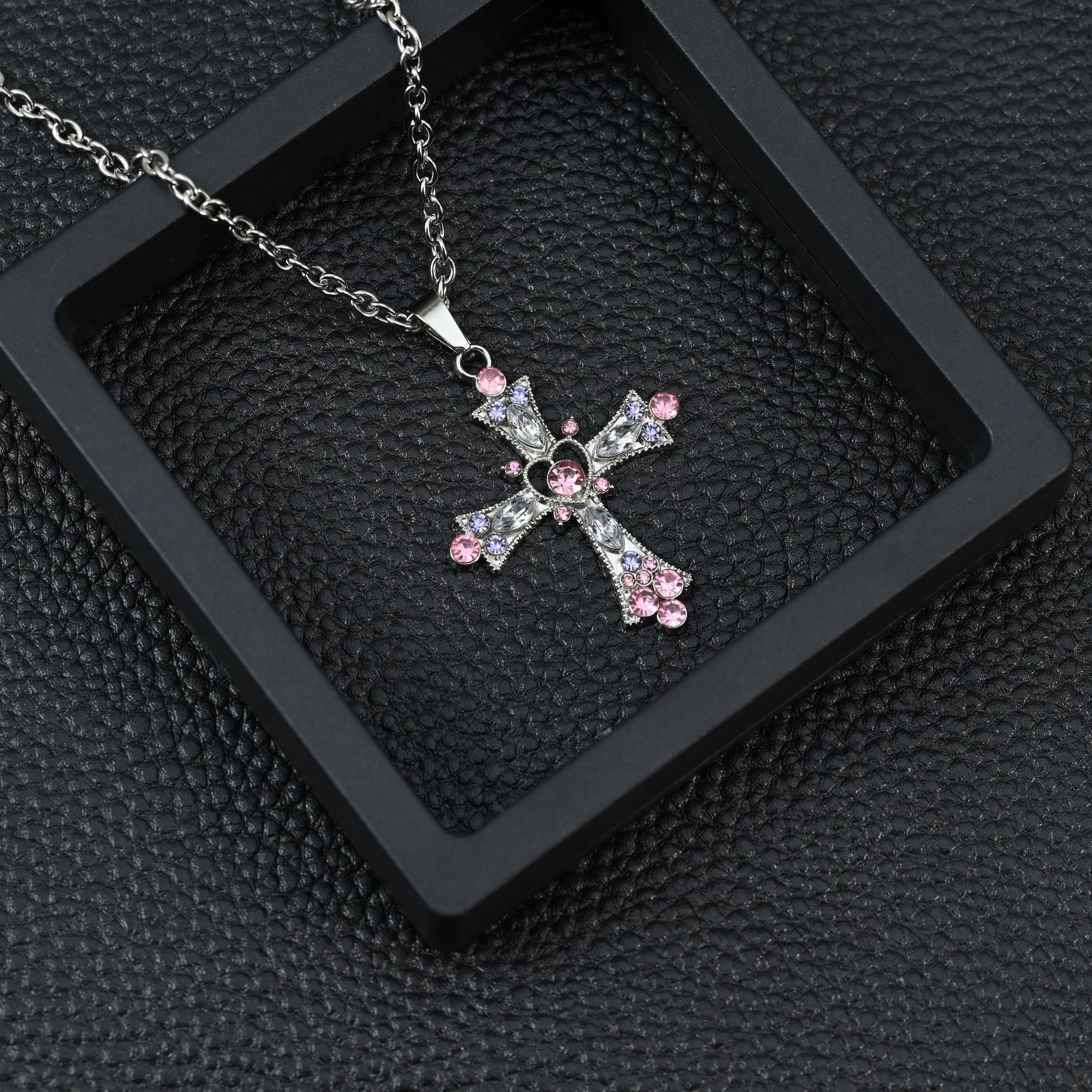 

Милый Крутой Стиль Spice Girl Крест Ожерелье Женское Тяжелая Промышленность Бриллиант Готический Стиль Дизайн Ожерелья Цепочка на Ключицу