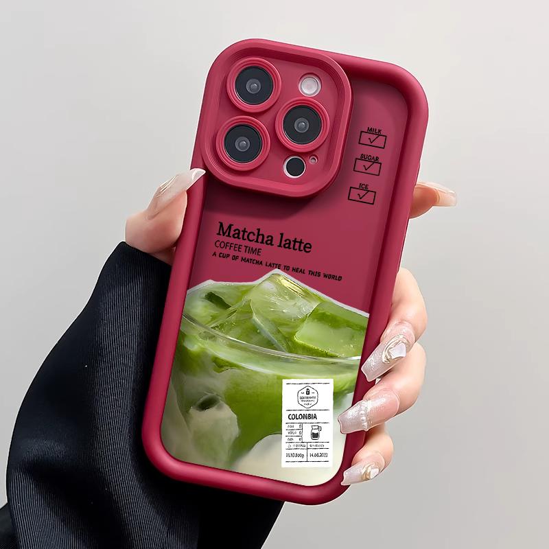 Funny Iced Coffee Phone Case For IPhone 16 15 14 13 12 11 17 Pro Max Case 14 15 Plus 17Air Cute Cartoon Matcha Milk Soft Cover