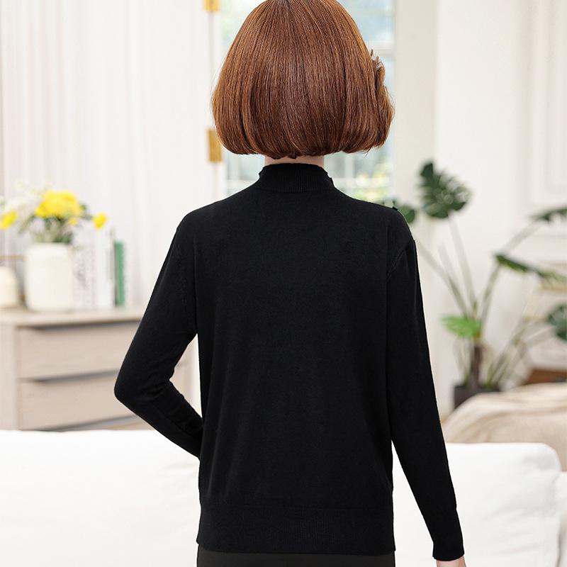 Autumn Winter Half High Collar Solid Casual Sweater Women Simple All-match Knitting Pullovers Lady Bottomed Top
