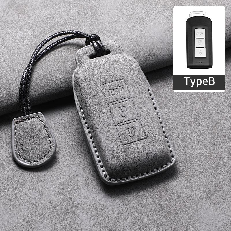 

Leather Car Key Case Protector Cover For Mitsubishi Xpander Outlander L200 Asx Pajero Eclipse Cross Montero Soft Lancer Mirage