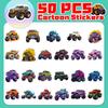 10/25/50pcs Cartoon Vehicle Monster Truck Stickers for DIY Scrapbook Stationery Water Bottle Phone Laptop Guitar