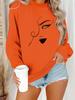 Women's Autumn/Winter Long-Sleeve Round Neck Printed Pullover Hoodie
