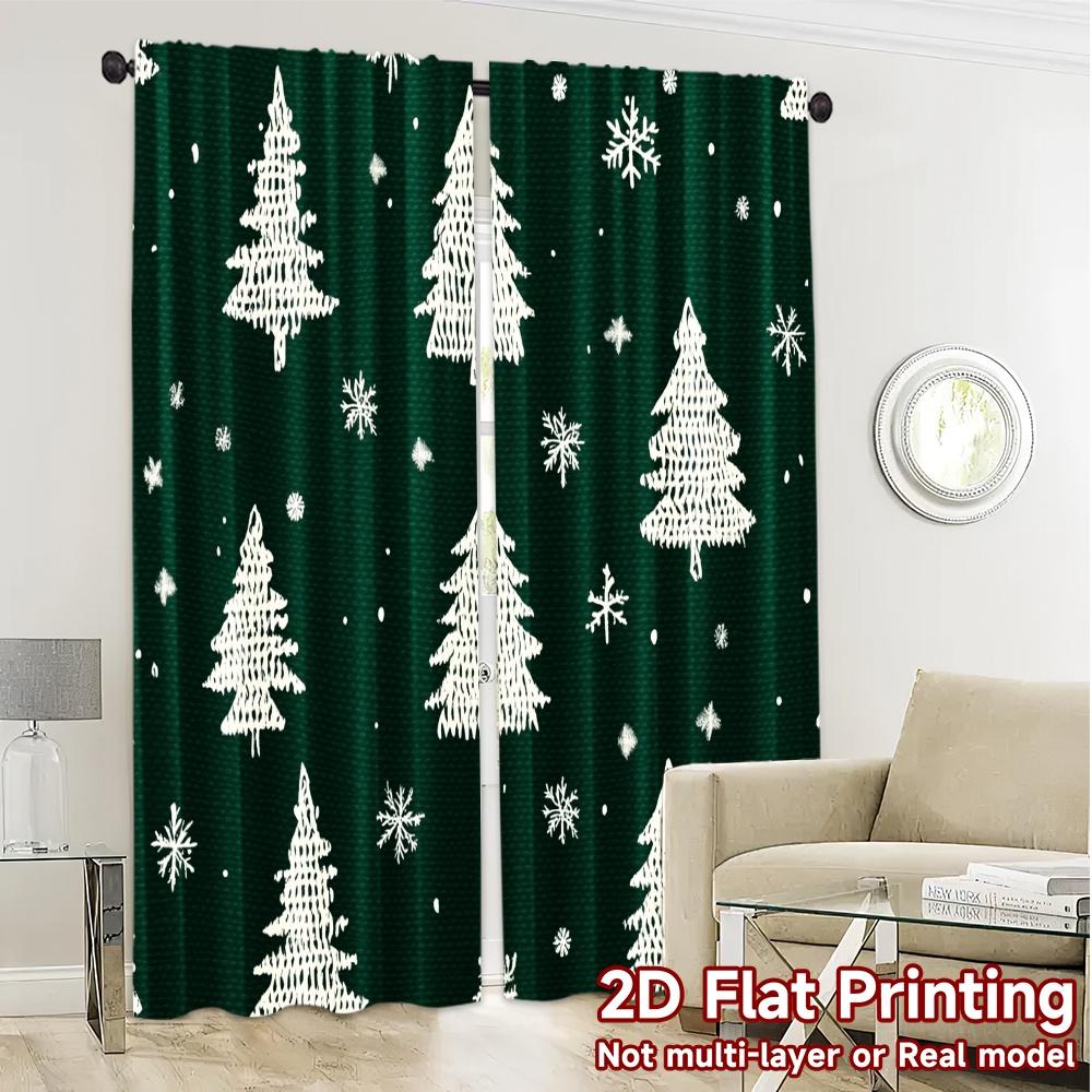 2pcs,Curtains Christmas Trees Snowflakes_b (3) Modern Print Curtains Polyester Easy Install Curtains Outdoor Decorations Ldeal