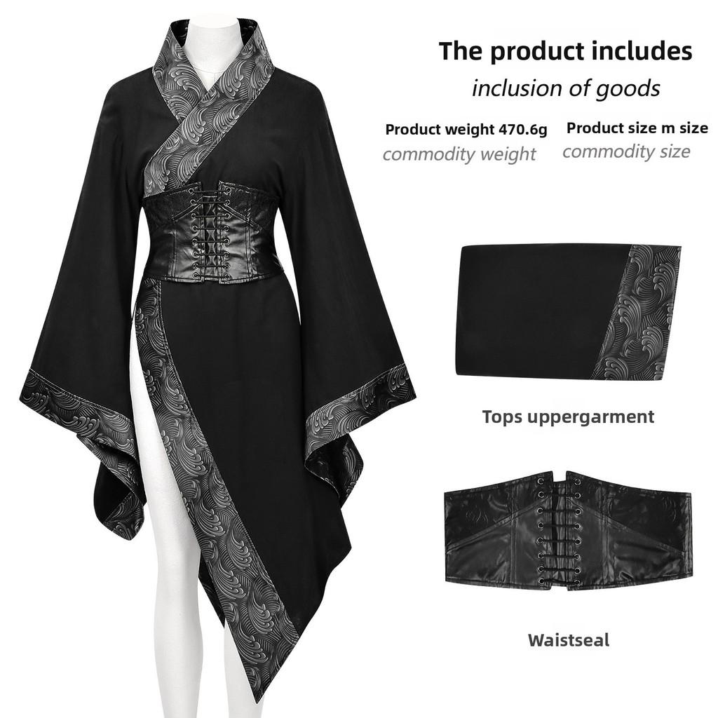 

Gothic Fantasy Chinese Style Short Top With Cotton Linen For Halloween And Cosplay S