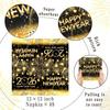 48 Pcs Happy New Year Napk 2026 New Years Eve Party Supplies Black Gold Disposable New Year Paper Napkin for New Years Table Decorations
