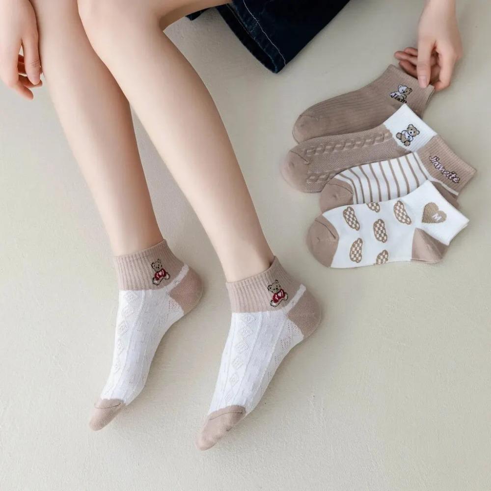 5 Pairs Polyester Low Tube Women Socks Retro Japanese Style Casual Short Sock Women Socks Sets