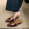 French Outer Wear Niche Rhinestone Bag Head Half Slippers Women's Shoes 2025 New Summer Height Increase Muller Cool Slippers