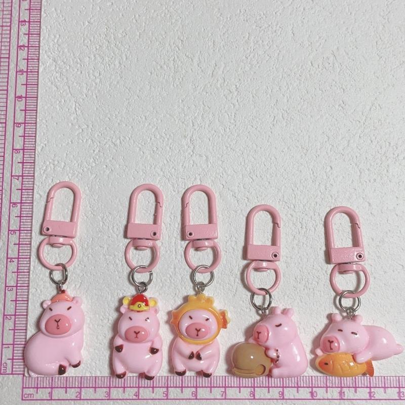Set of 5/6 Capybara Key Rings Multifuntional Resin Accessory Cartoon Capybara Bag Pendant Suitable for Key and Bag