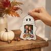 Halloween Keepsake Frame Cute Ghost Wooden Photo with Hanging Rope, Creative Family Display Picture for Holiday Party Decor And Home Wall Decoration