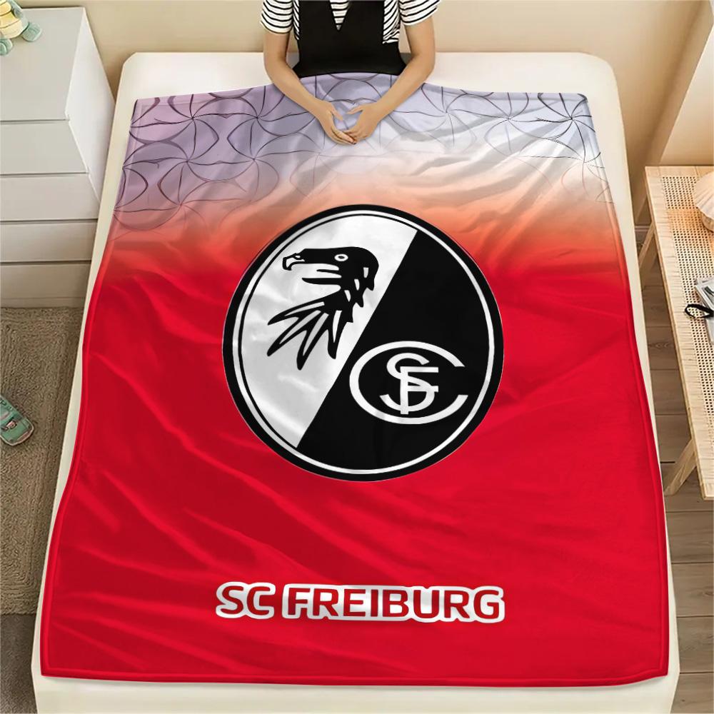 1Pc SC Freiburg Print Flannel Blanket High Quality Warm Comfortable Cover for All Seasons Perfect for Gifts Home Decor