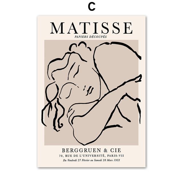 Abstract Matisse Lines Girl Coral Shapes Wall Art Canvas Painting Nordic Posters And Prints Wall Pictures For Living Room Decor
