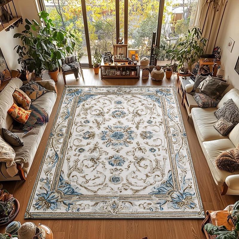 RAKKS Covor de intrare vintage boem pentru baie, din lână cristalină, covor mare pentru living, covor pentru sufragerie, birou, canapea, noptieră.