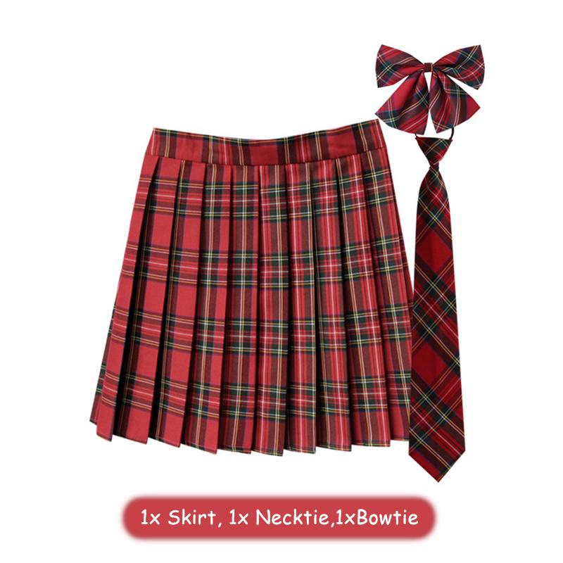 

Униформа Jk для девочек, повседневная клетчатая мини-юбка с галстуком, плиссированная юбка в студенческом стиле с высокой талией, школьная форма, костюм для косплея L