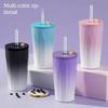 New 600ml Fashion Gradient Coffee Cup Portable Stainless Steel Water Cup with Straw Heat and Cold Insulation Coffee Gift Cup LIY