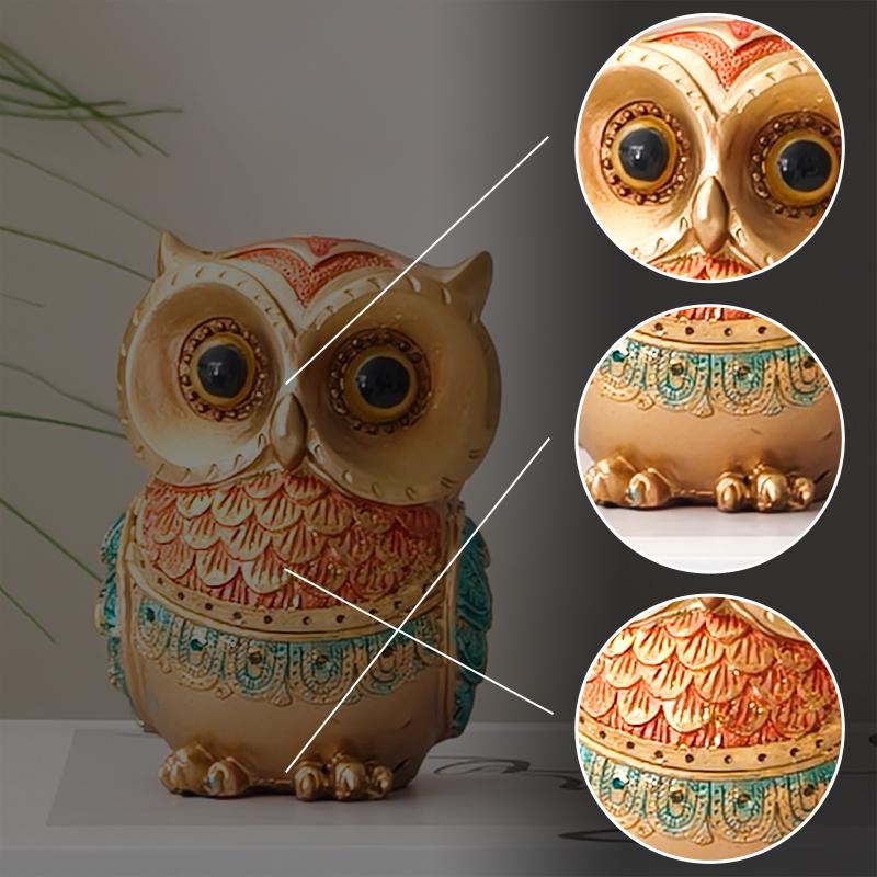 Luxury-style Owl Sculpture Resin Statue Craft Decorative Item for Home Bedroom Living Room Study Desk Luxury Decoration