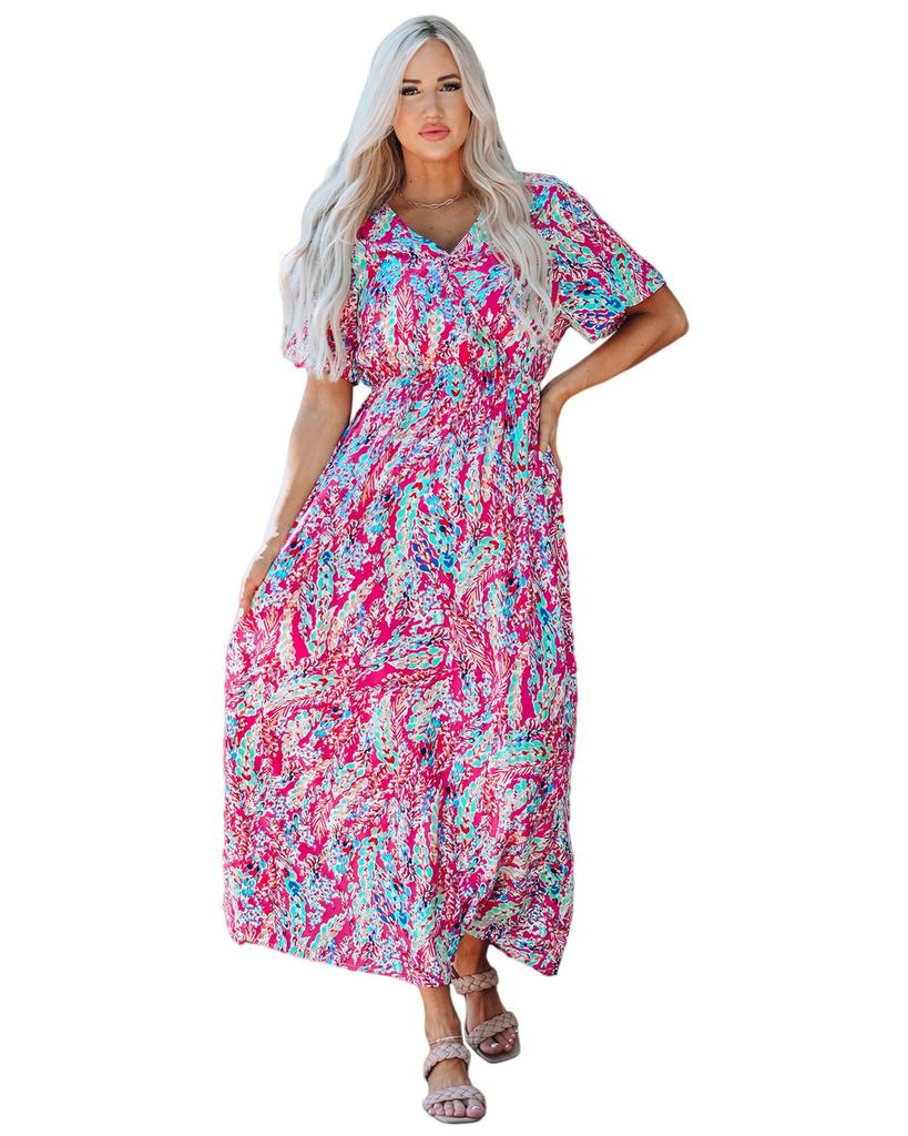 Azura Exchange Rochie maxi cu decolteu în V cu flori