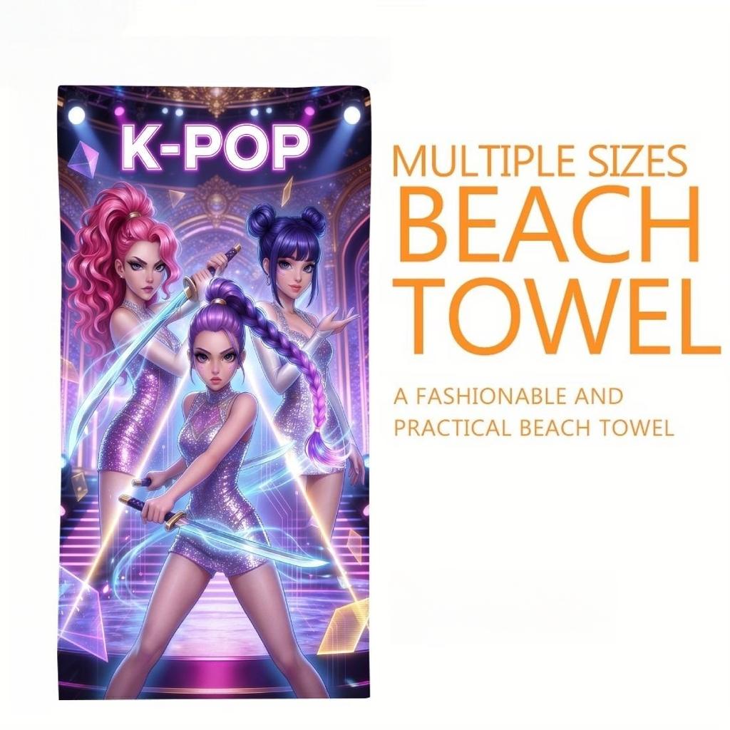 Asciugamano da Spiaggia Asciugatura Rapida Modello Stile Gruppo Femminile K-Pop Design Stampato Piatto Morbido Delicato sulla Pelle Unisex Adulto Multitaglia