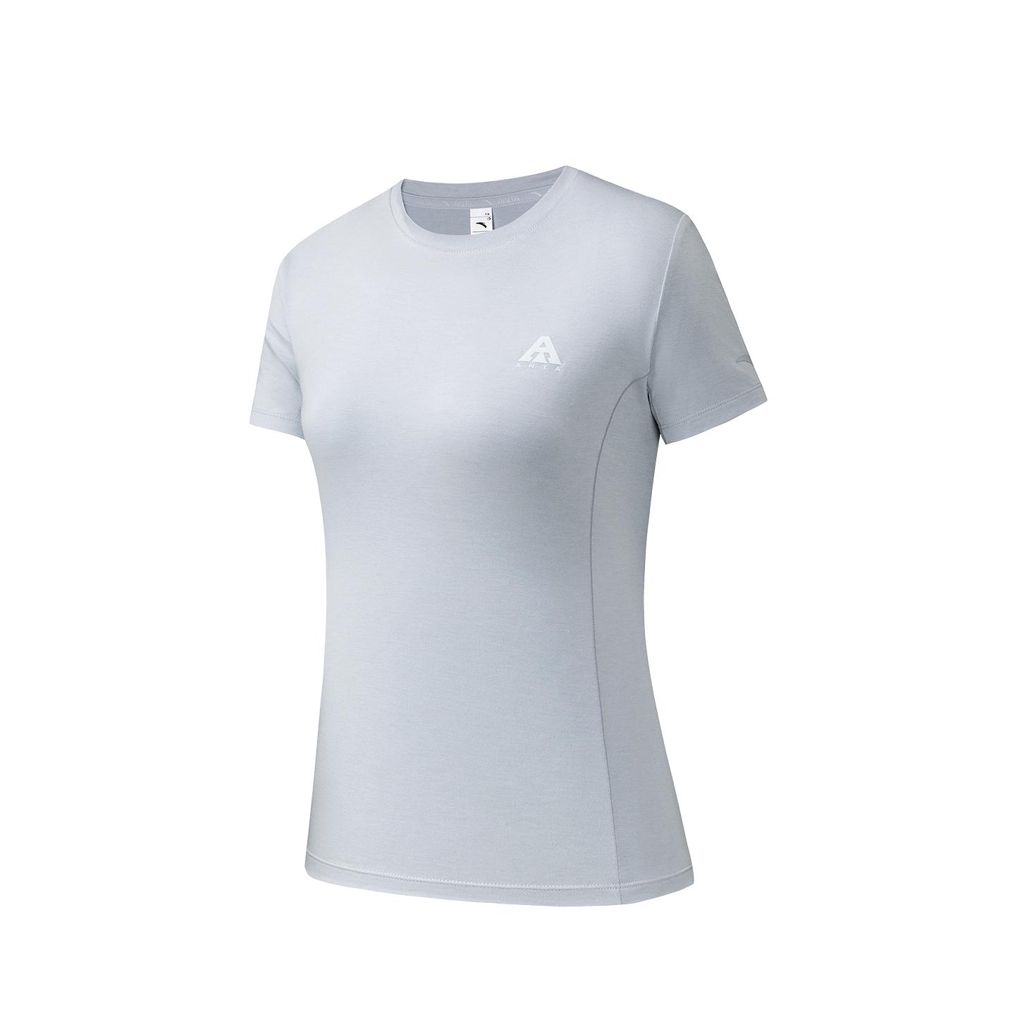

Anta Womens Short Sleeve Knitted Top 2026 Autumn T-Shirt Women tops Frost-Tower-Gray 962638101-3 S