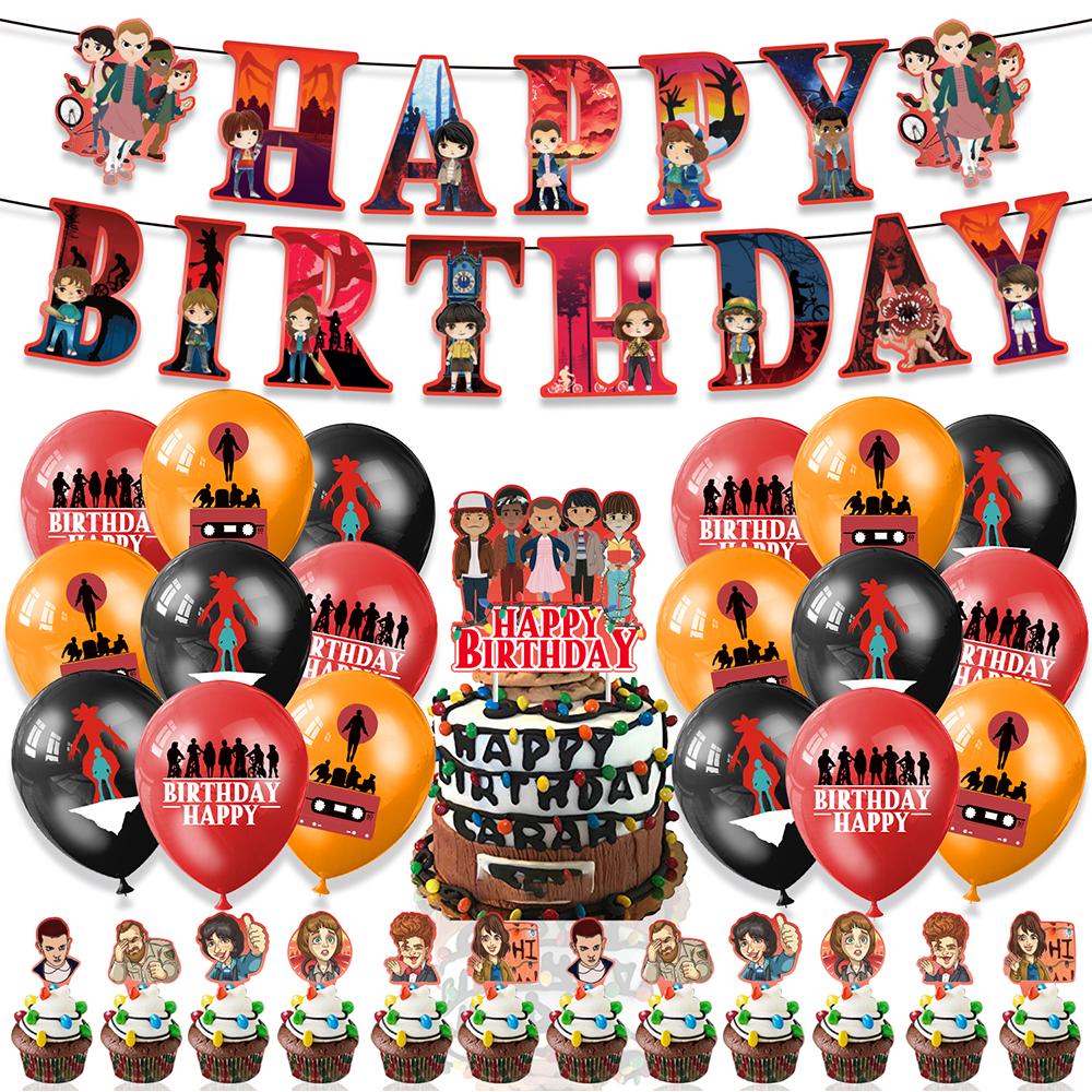 32pcs Stranger Party Decorations Included Cake Topper Balloons Banners