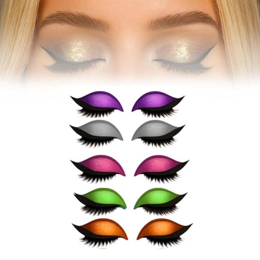 2 Pairs Self-Adhesive 3-in-1 Eye Makeup Sticker Reusable Party Makeup Stickers  Female