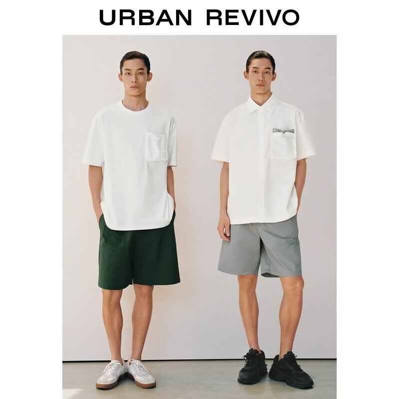 UR2026 Men s Fall Casual Straight Shorts with Functional Belt 30 чёрный