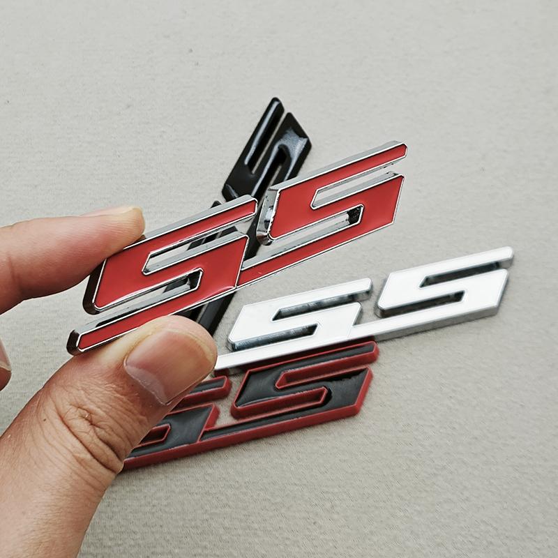 3D Metal Car Styling Red Black Logo SS Sticker Emblem Rear Trunk Badge For Chevrolet Camaro Chevelle Impala Malibu Accessories